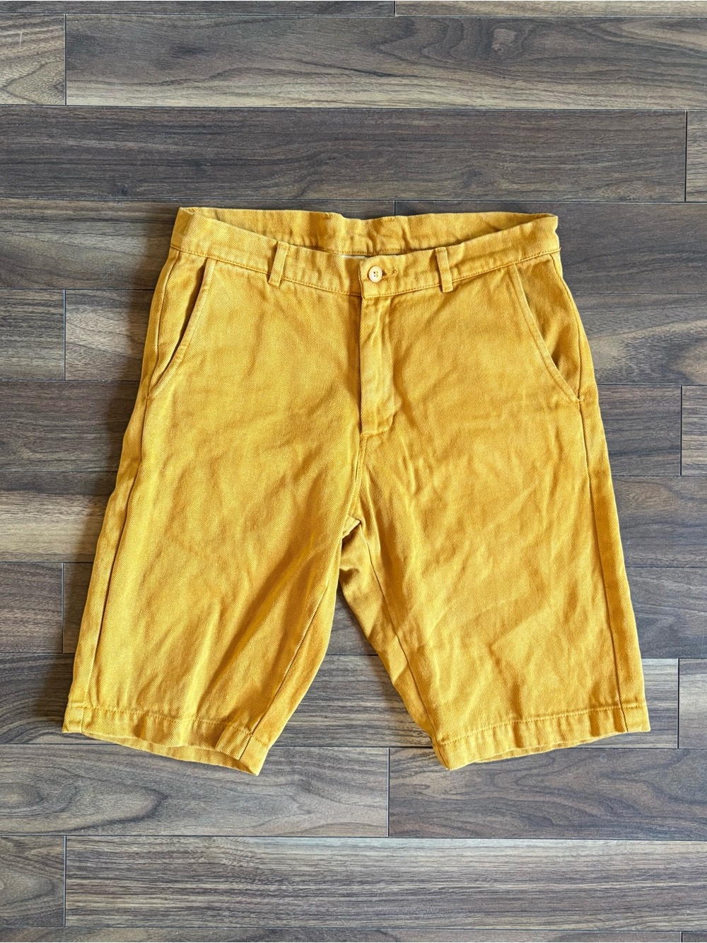 Men's Casual Cotton Shorts - Mustard Yellow